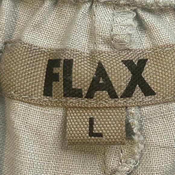 Flax light gray pull on wide leg cropped 100% linen pants with pockets size L - Picture 4 of 6